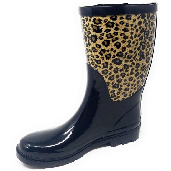Forever Young Shoes - Women 11" Rubber Rain Boots Wellies * Animal Print